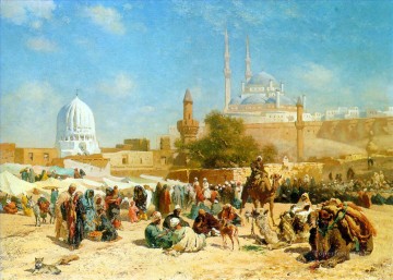 Outside Cairo by Cesare Biseo Arabs Oil Paintings